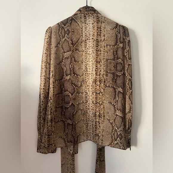 Zara snakeskin print blouse with neck tie - Picture 11 of 15